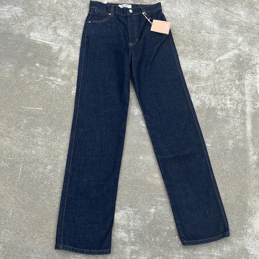 NWT Reformation Cowboy High Rise Straight Long Jeans in Rinse